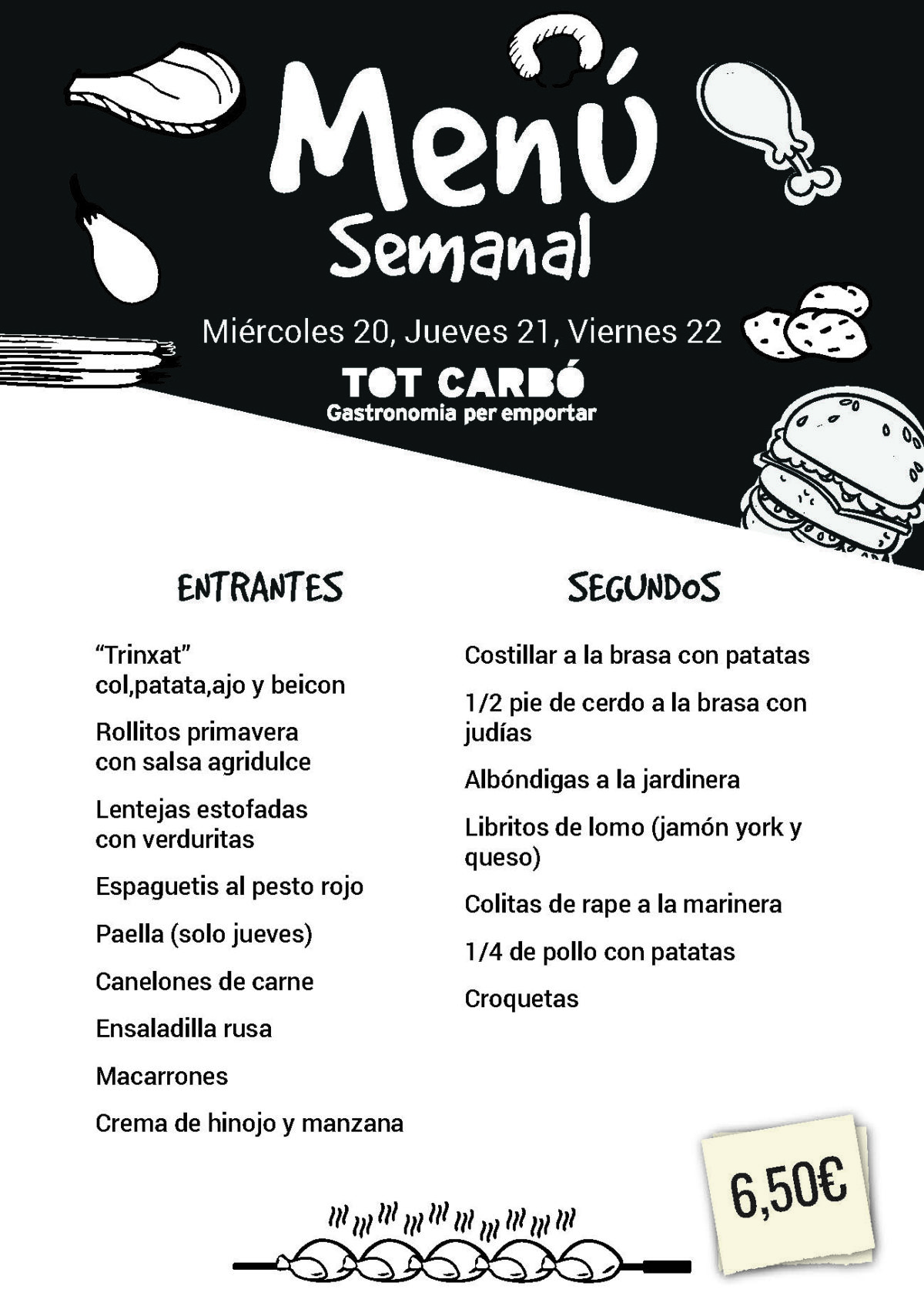 Menú Semanal Miércoles 20 Jueves 21 Viernes 22