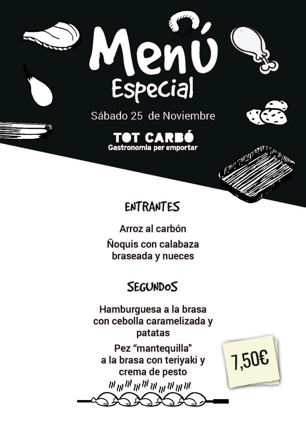 Menú para llevar Sábado 25