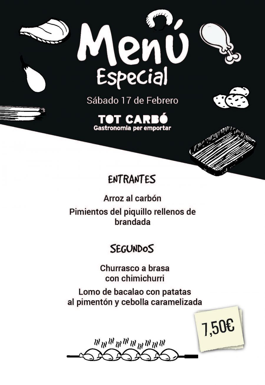 Menú para llevar Sábado 17 de Febrero