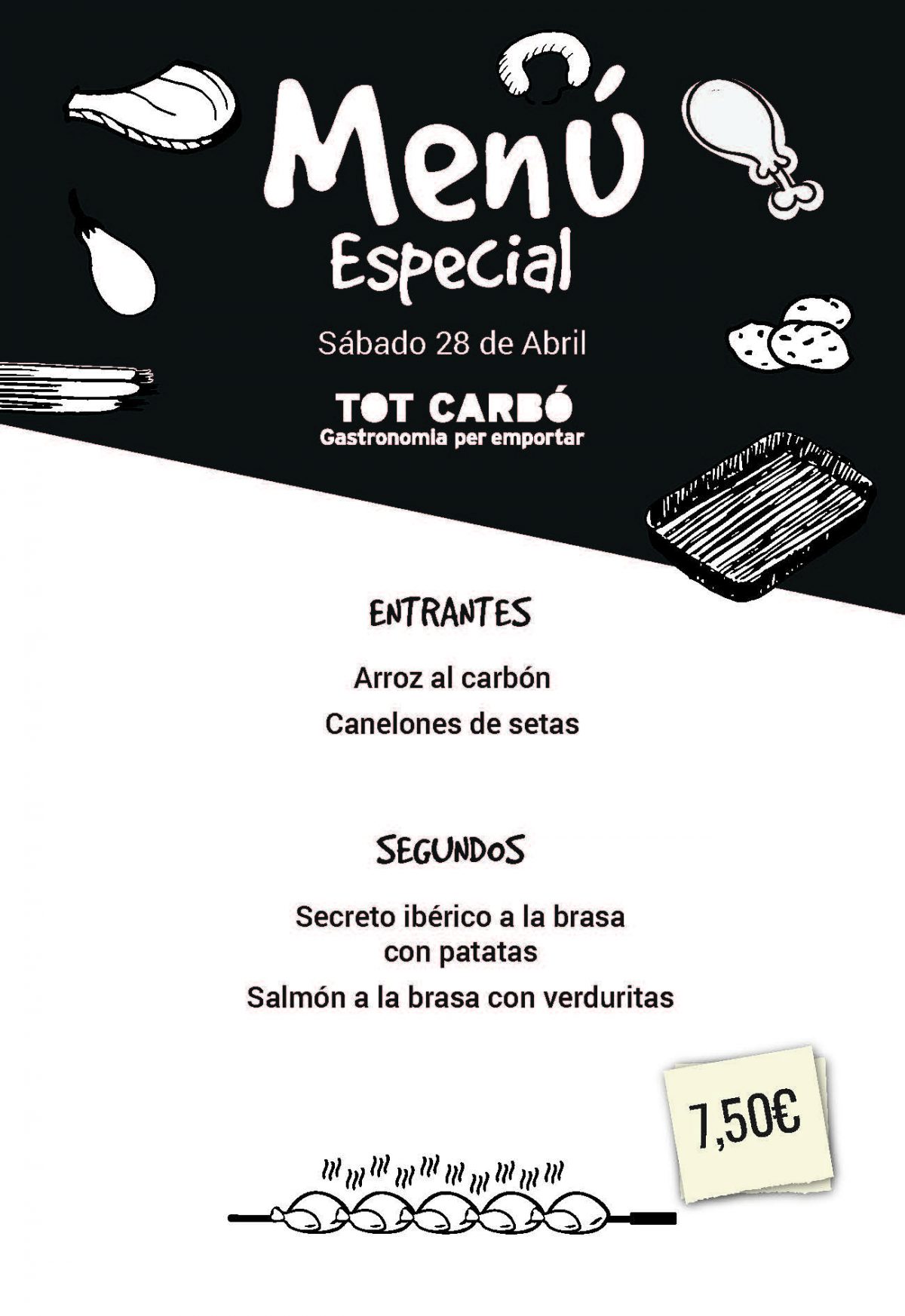Menú para llevar Sábado 28 de Abril