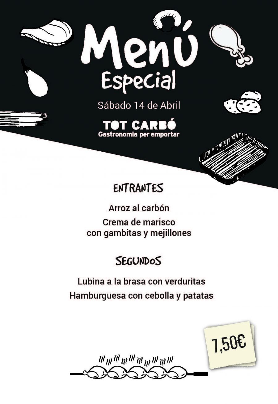 Menú para llevar Sábado 14 de Abril