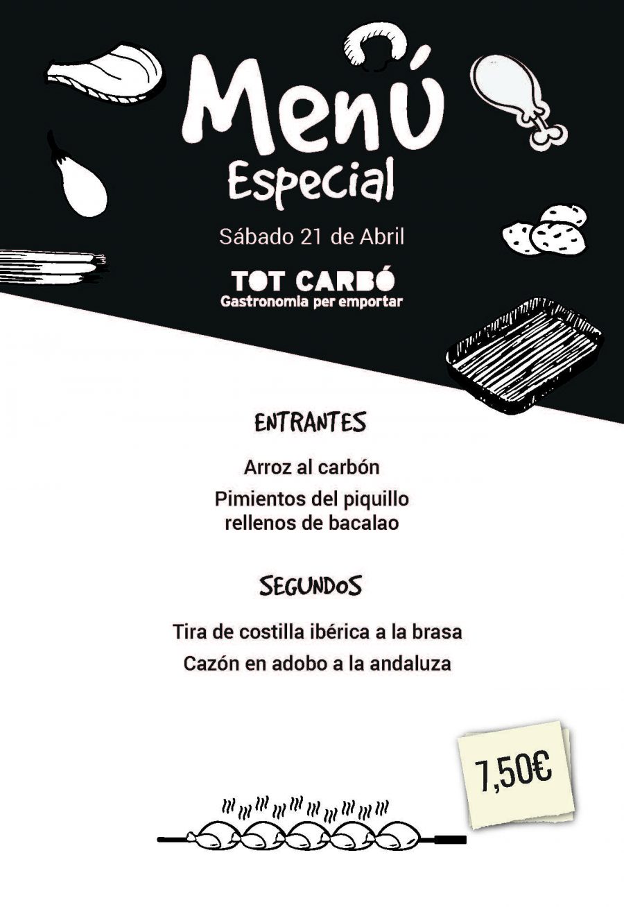 Menú para llevar Sábado 21 de Abril