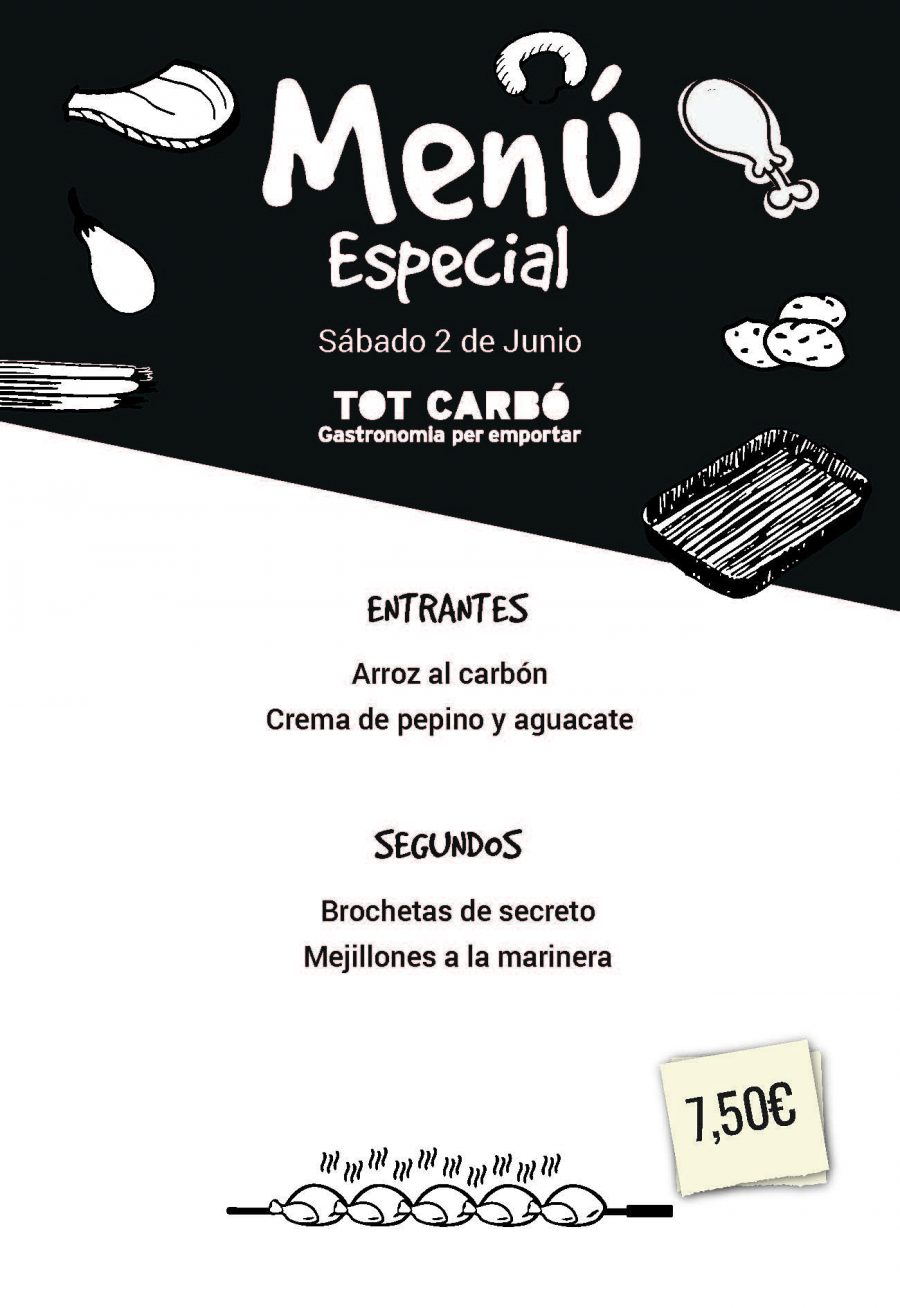 Menú para llevar Sábado 2 de Junio