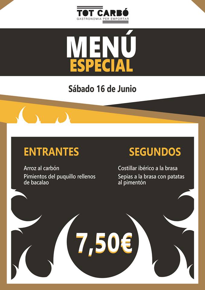 Menú para llevar Sábado 16 de Junio