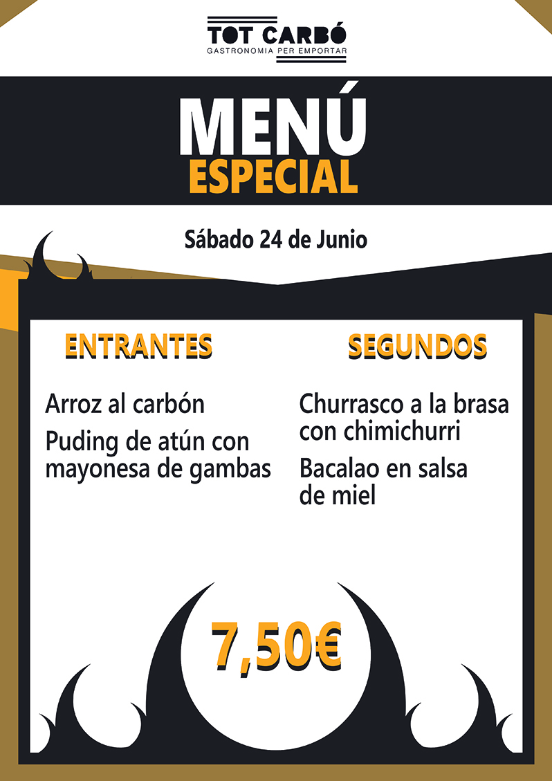 Menú para llevar Sábado 24 de Junio