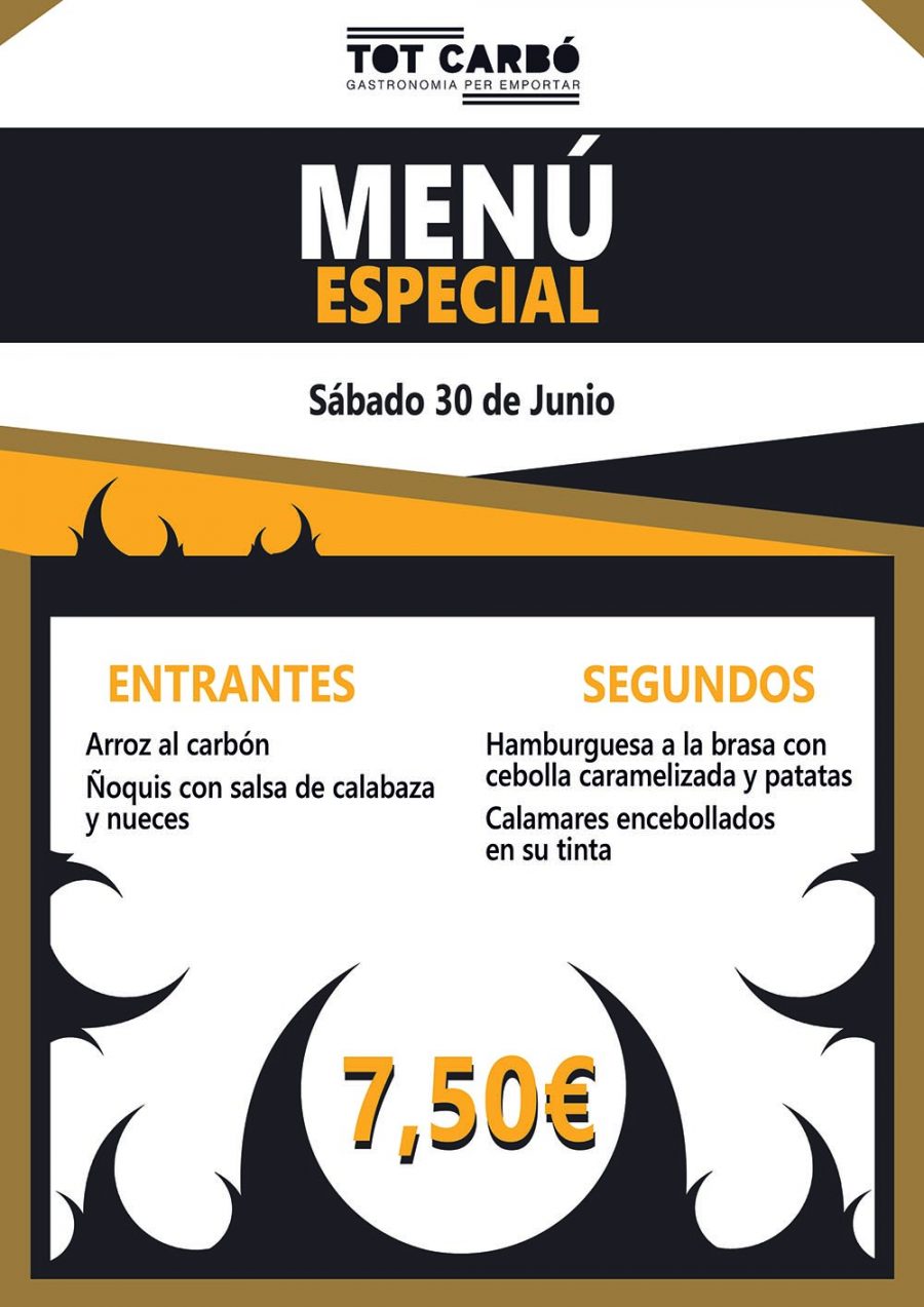 Menú para llevar Sábado 30 de Junio
