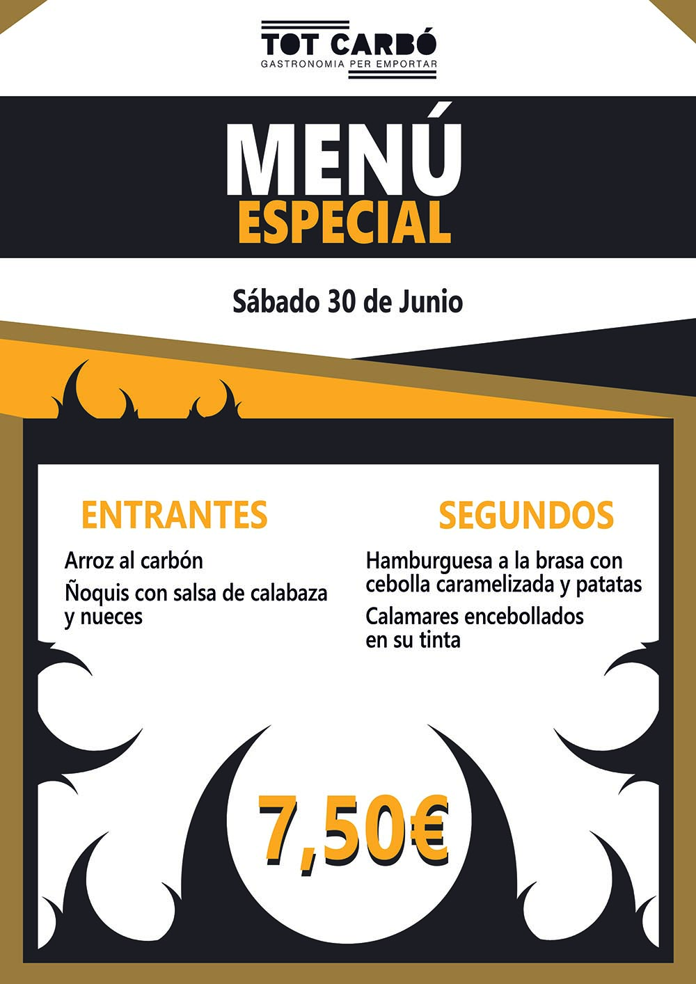 Menú para llevar Sábado 30 de Junio