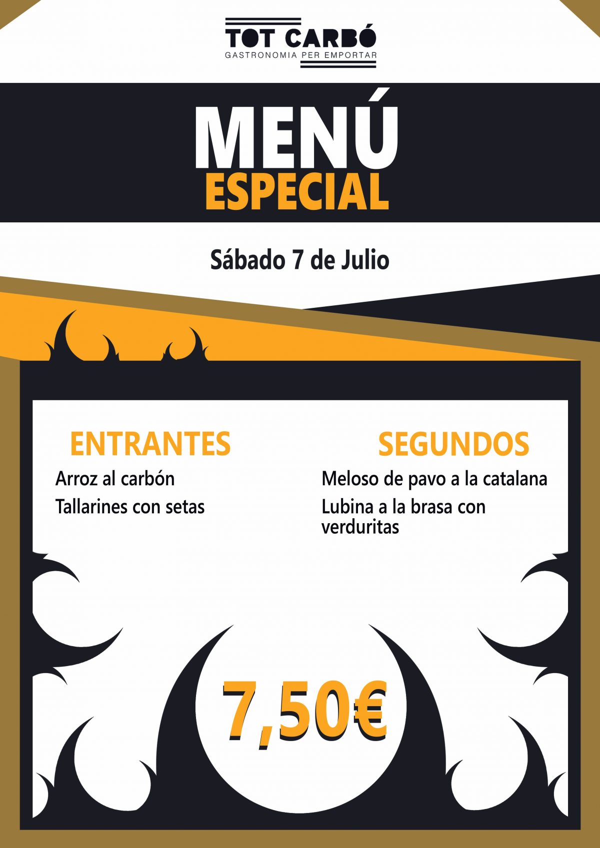 Menú para llevar Sábado 7 de Julio