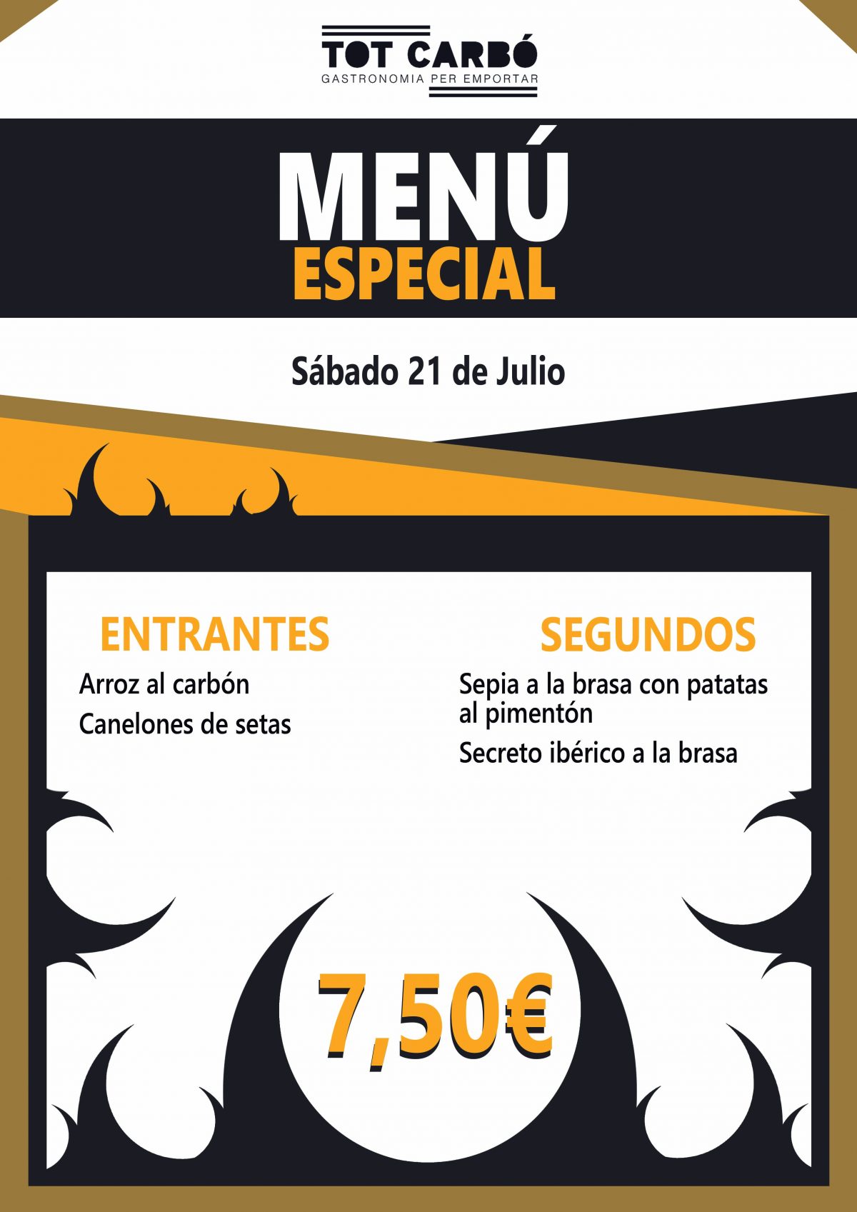 Menú para llevar Sábado 21 de Julio