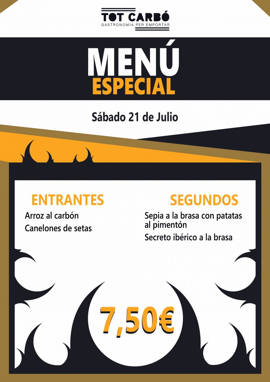 Menú para llevar Sábado 21 de Julio