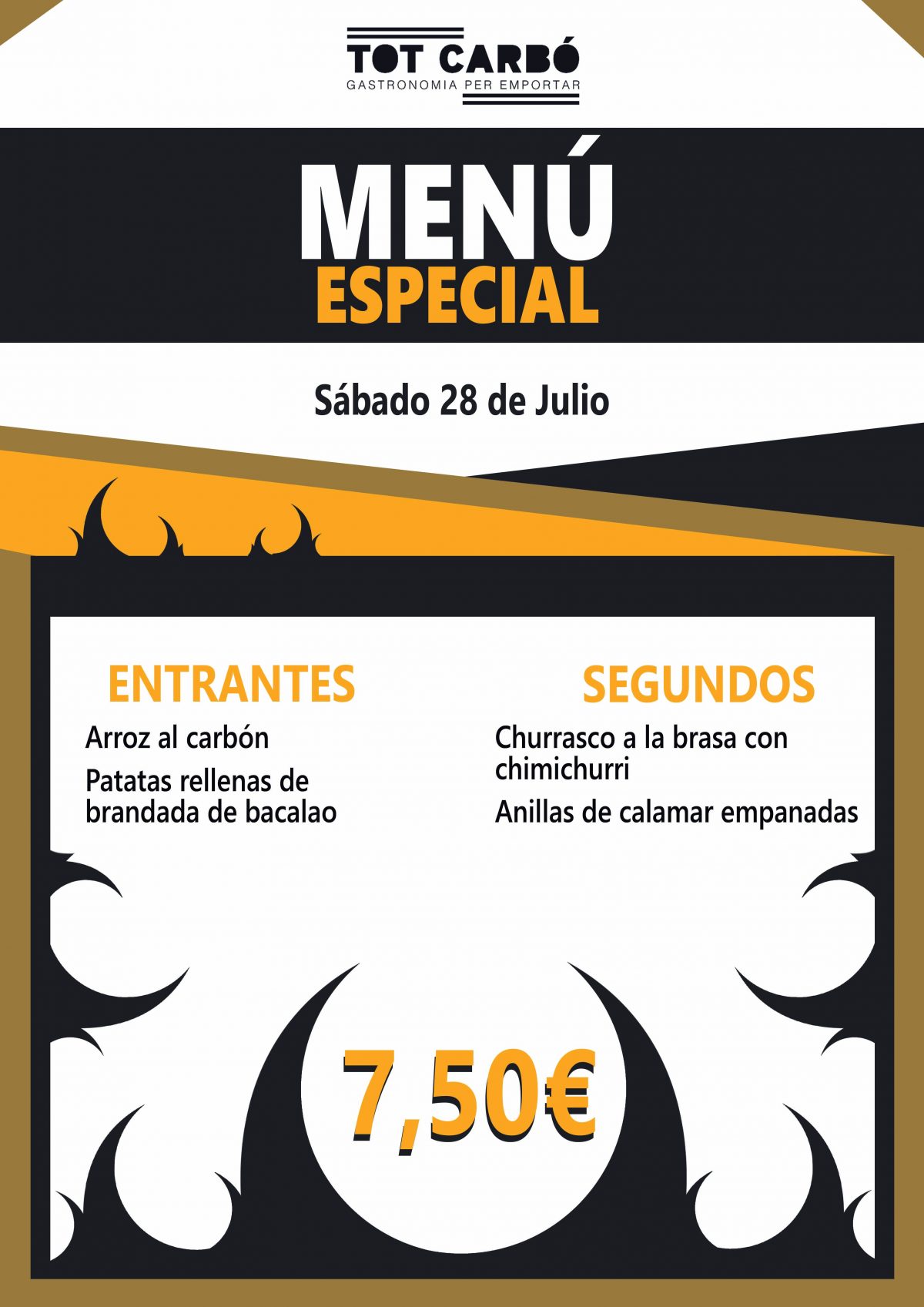 Menú para llevar Sábado 28 de Julio