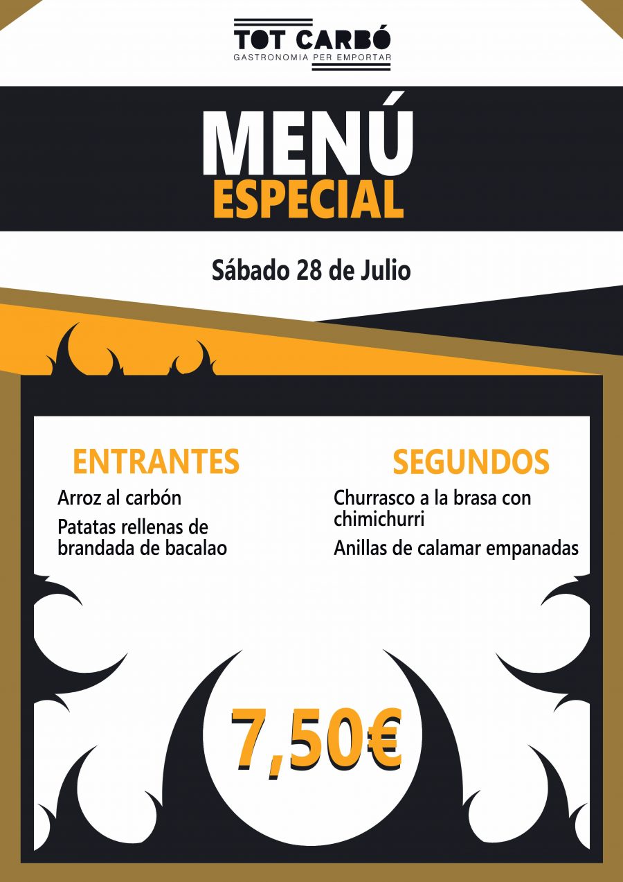 Menú para llevar Sábado 28 de Julio