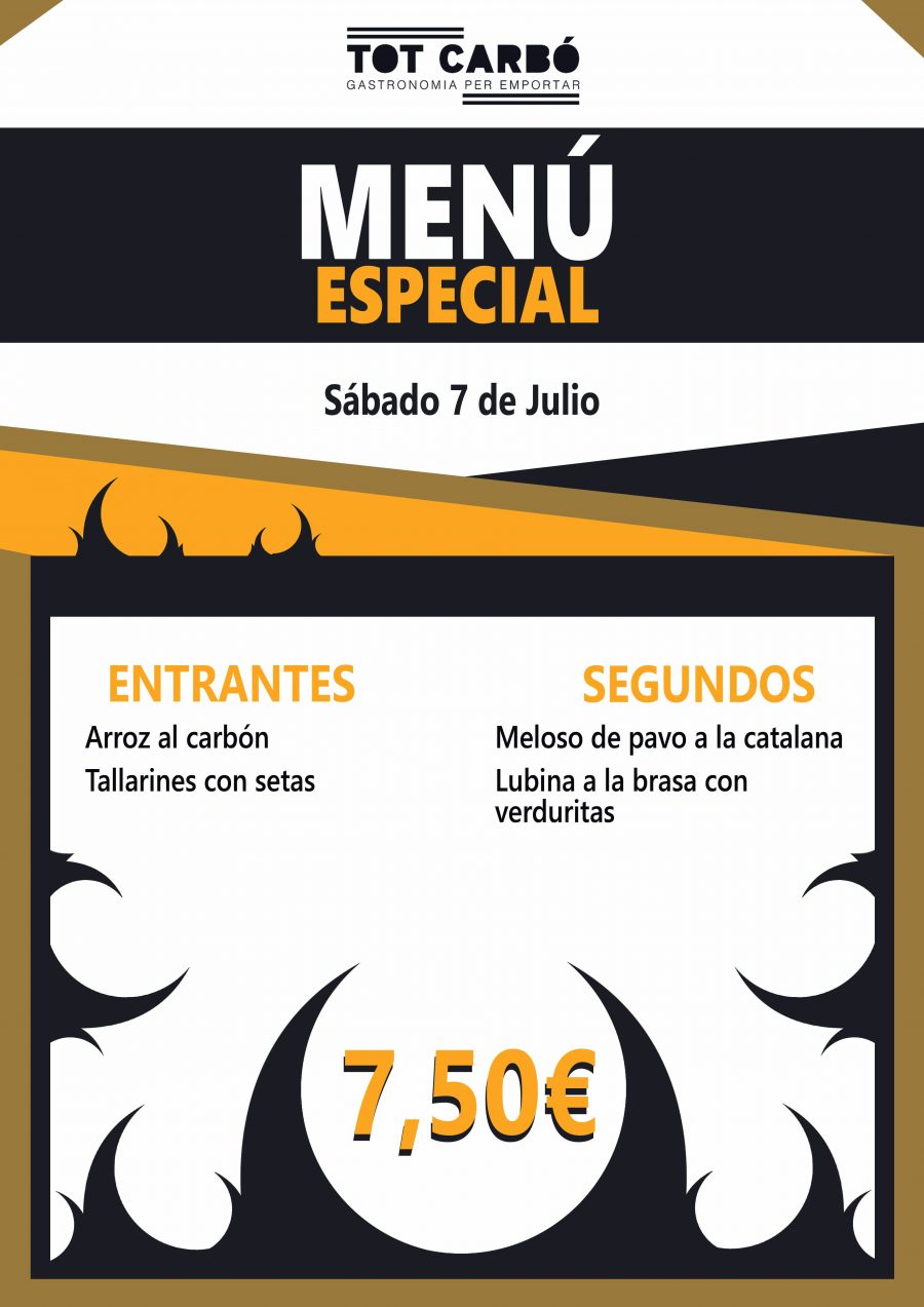 Menú para llevar Sábado 7 de Julio