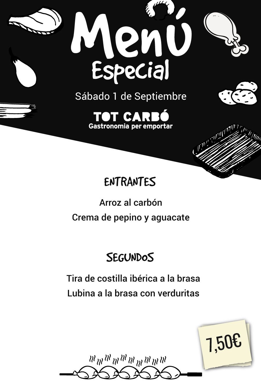 Menú para llevar Sábado 1 de Septiembre