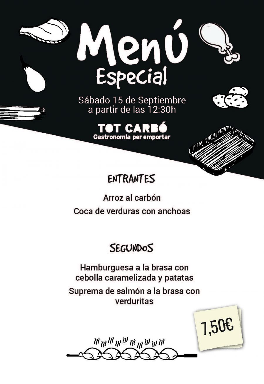 Menú para llevar Sábado 15 de Septiembre