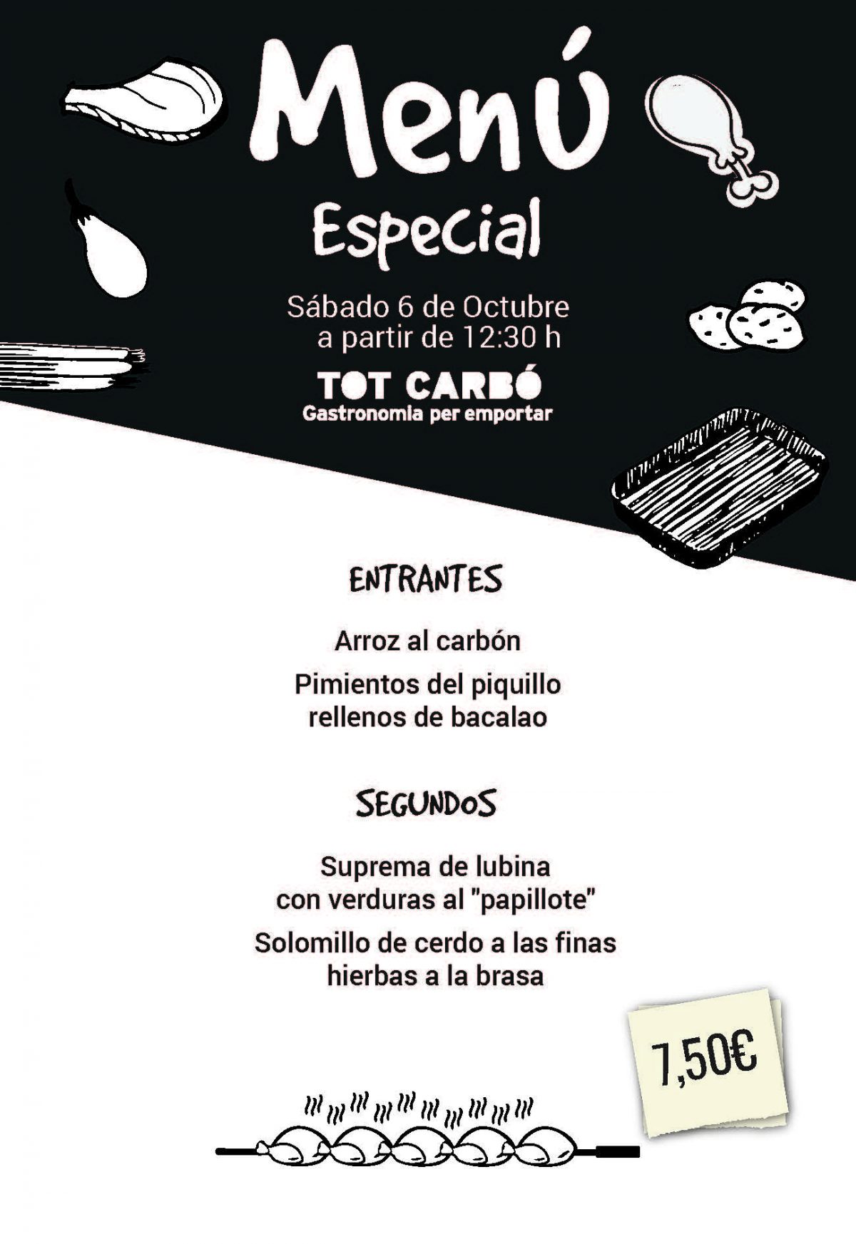 Menú para llevar Sábado 6 de Octubre