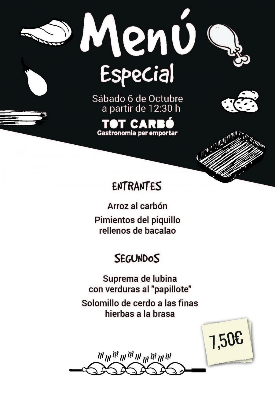 Menú para llevar Sábado 6 de Octubre