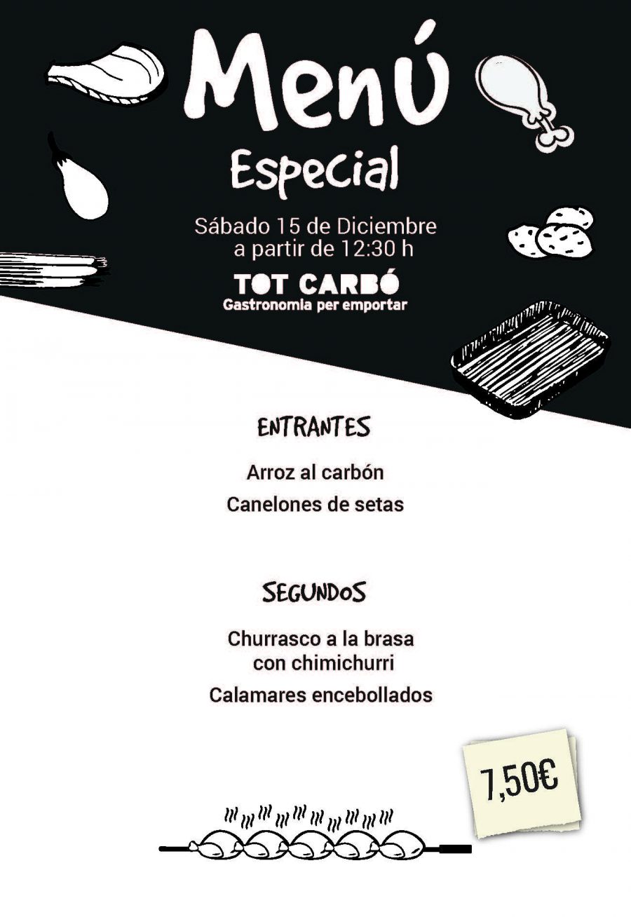 Menú para llevar Sábado 15 de Diciembre