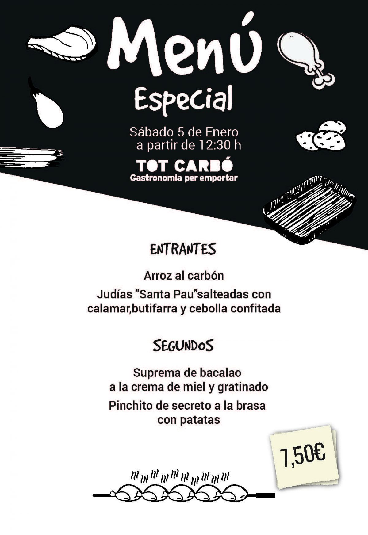 Menú para llevar Sábado 5 de Enero