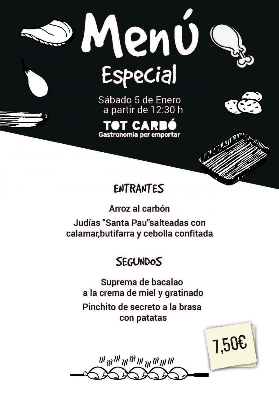 Menú para llevar Sábado 5 de Enero