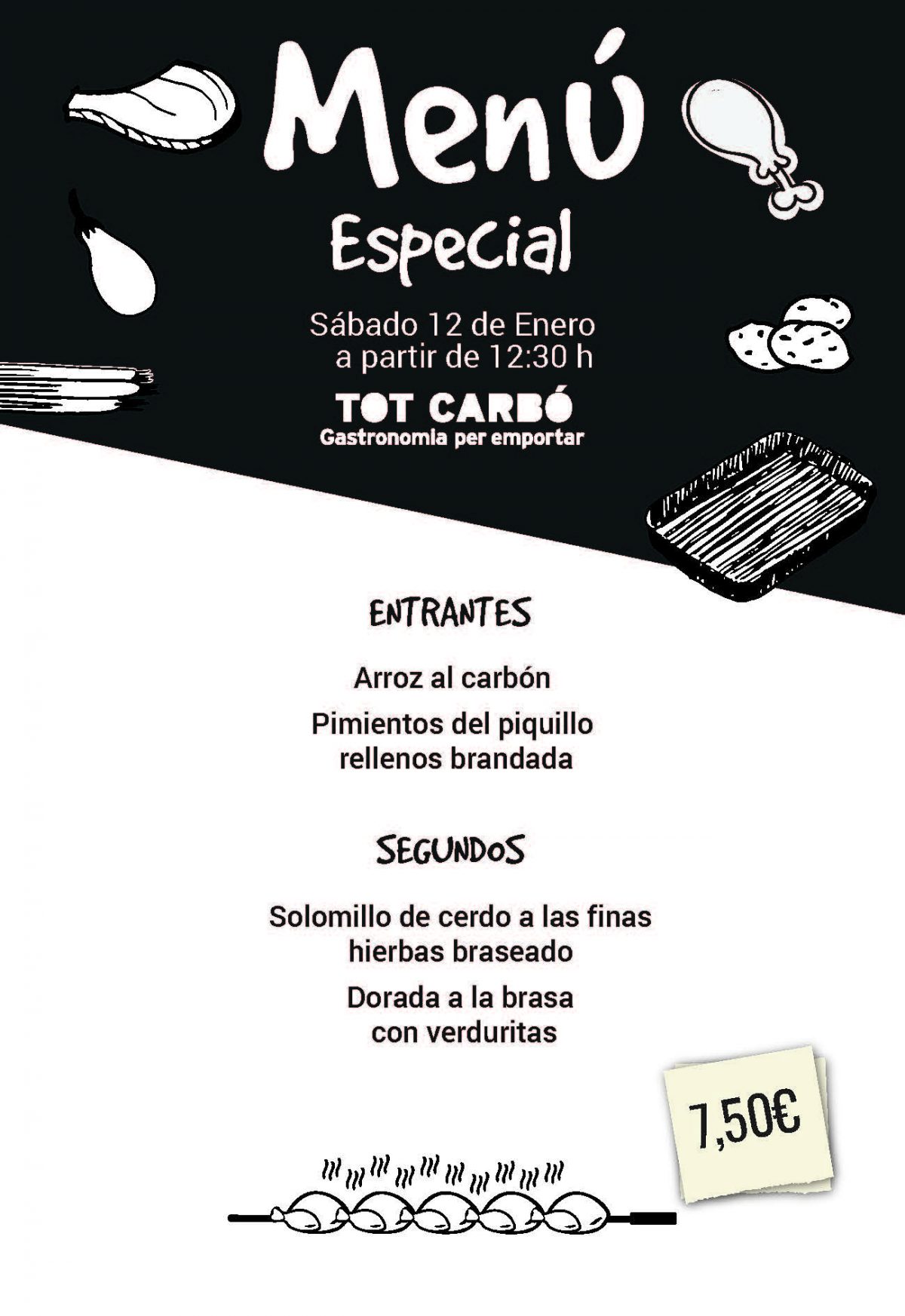 Menú para llevar Sábado 12 de Enero