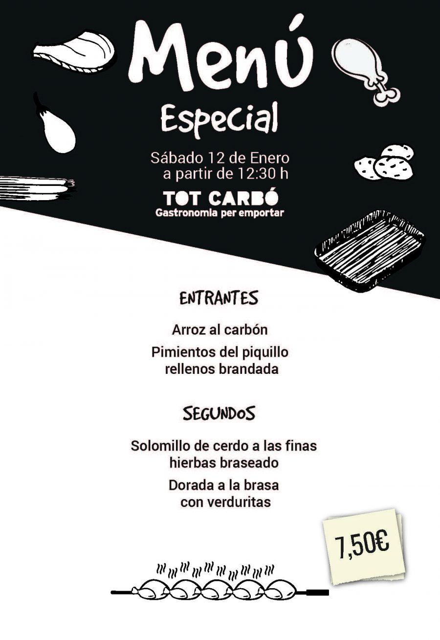 Menú para llevar Sábado 12 de Enero