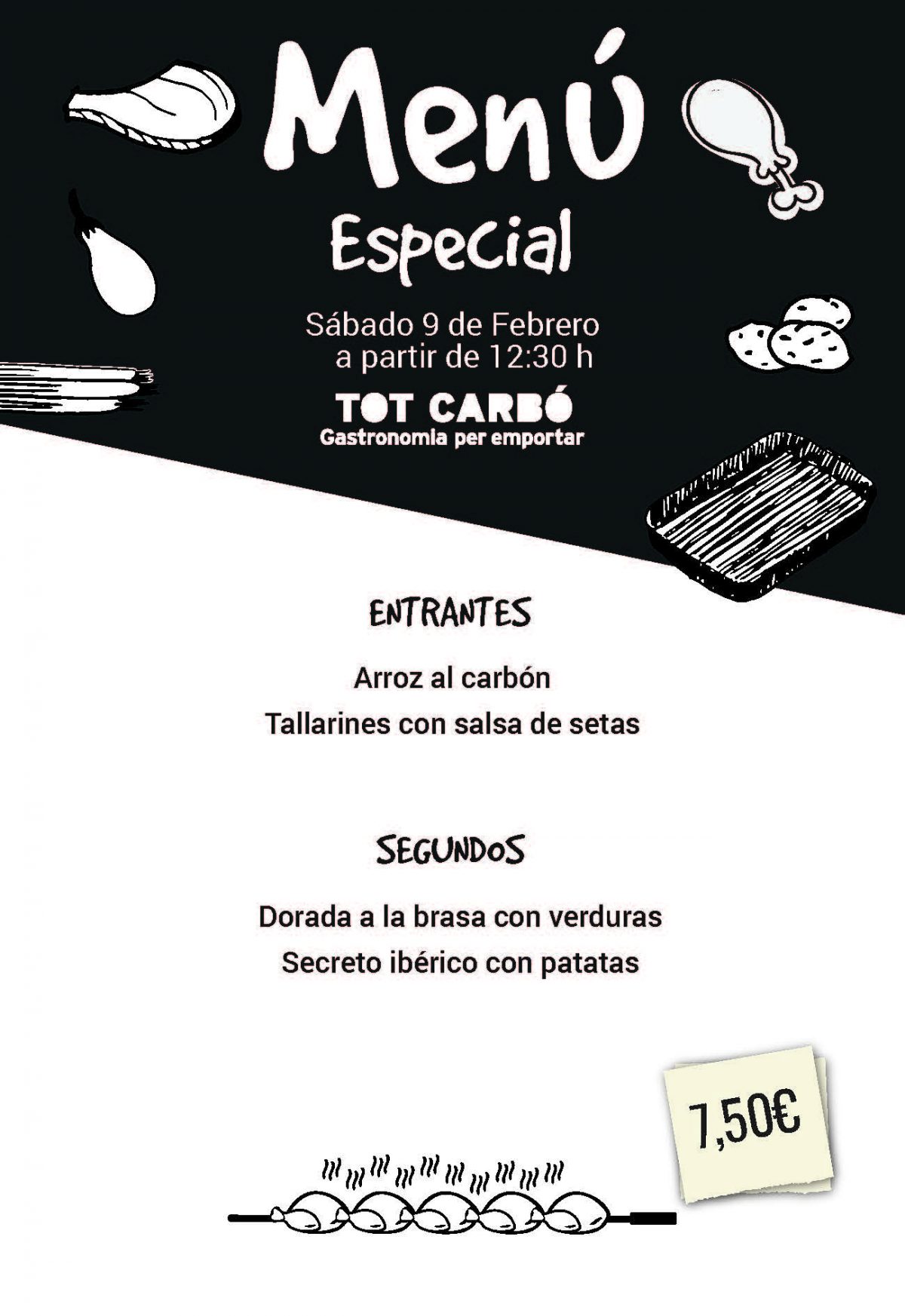 Menú para llevar Sábado 9 de Febrero