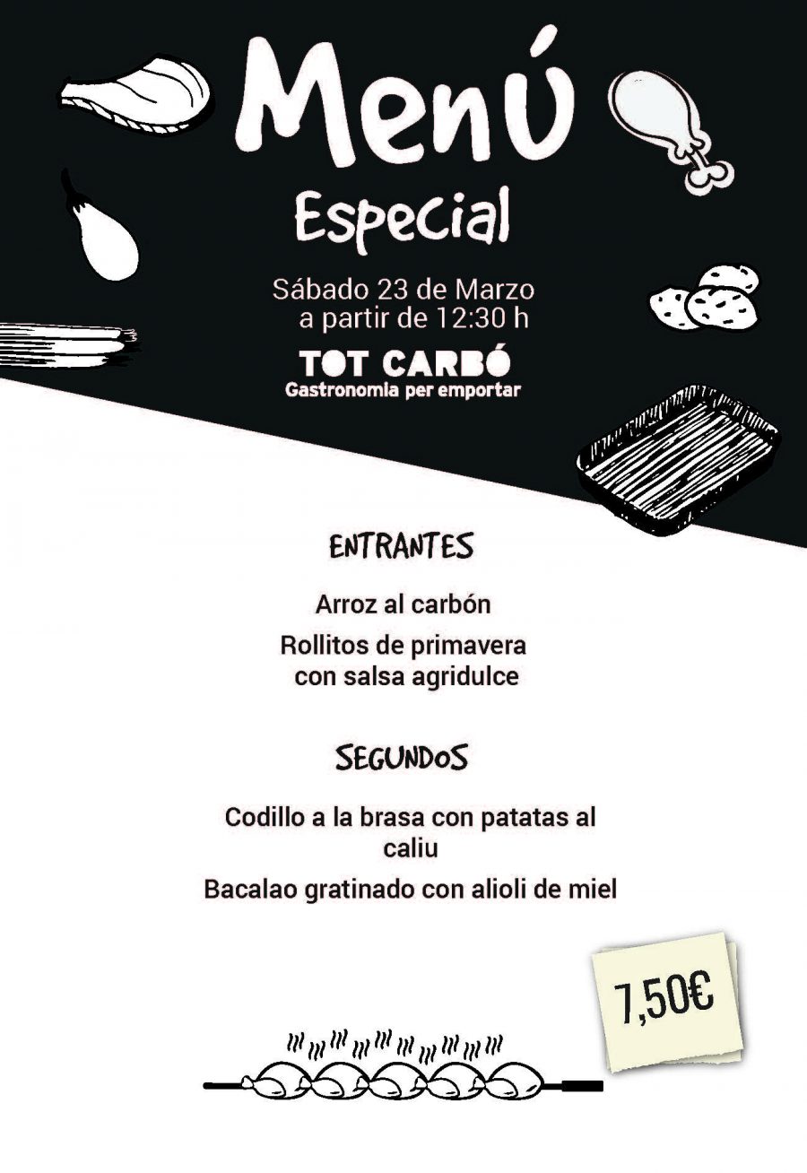 Menú para llevar Sábado 23 de Marzo