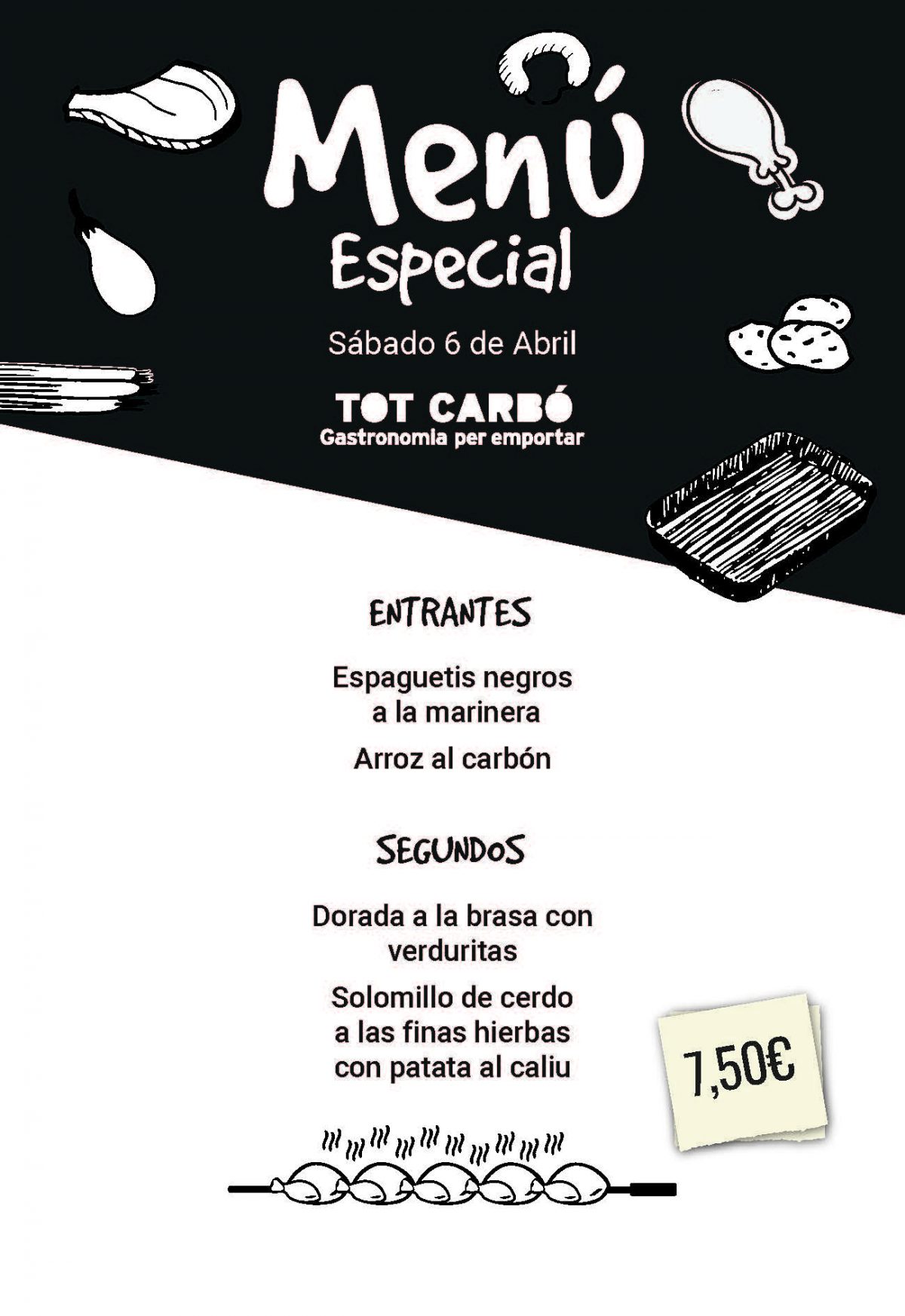 Menú para llevar Sábado 6 de Abril