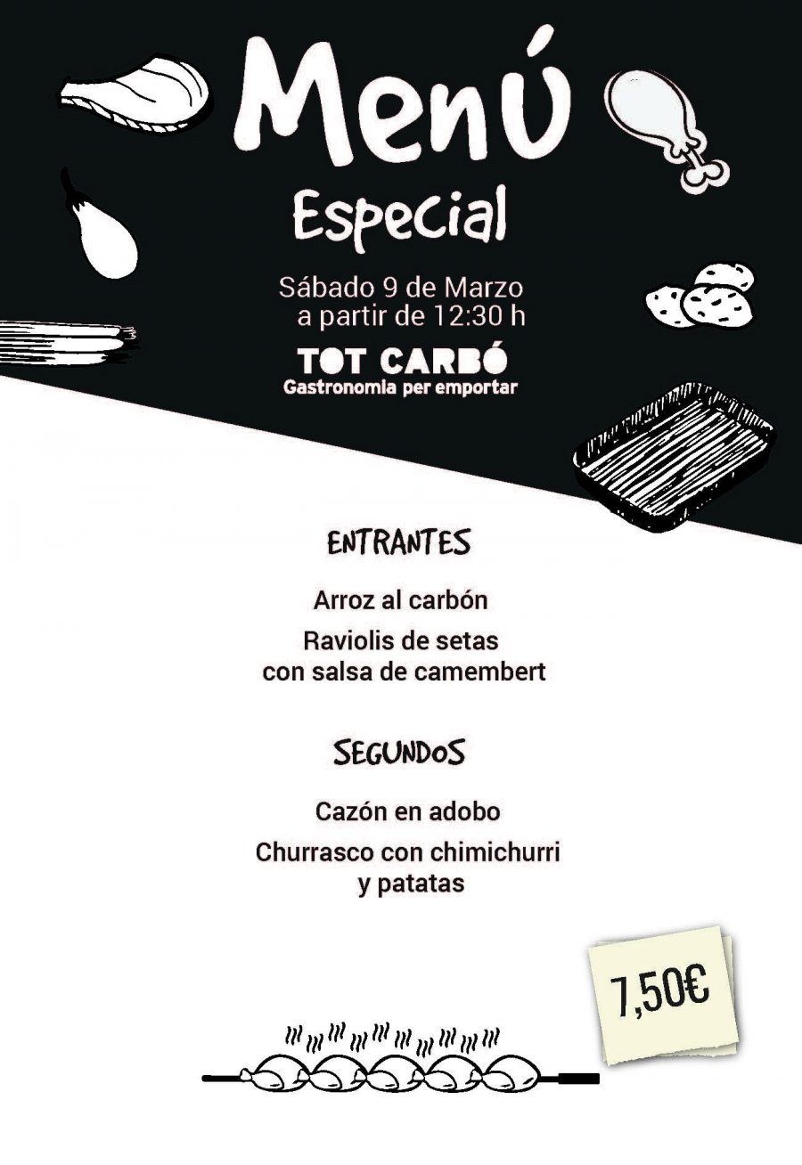 Menú para llevar Sábado 9 de Marzo