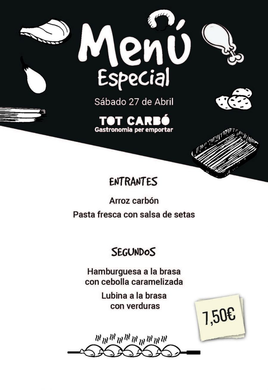 Menú para llevar Sábado 27 de Abril
