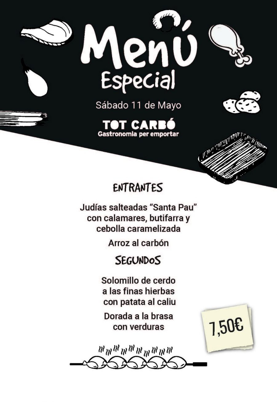 Menú para llevar Sábado 11 de Mayo