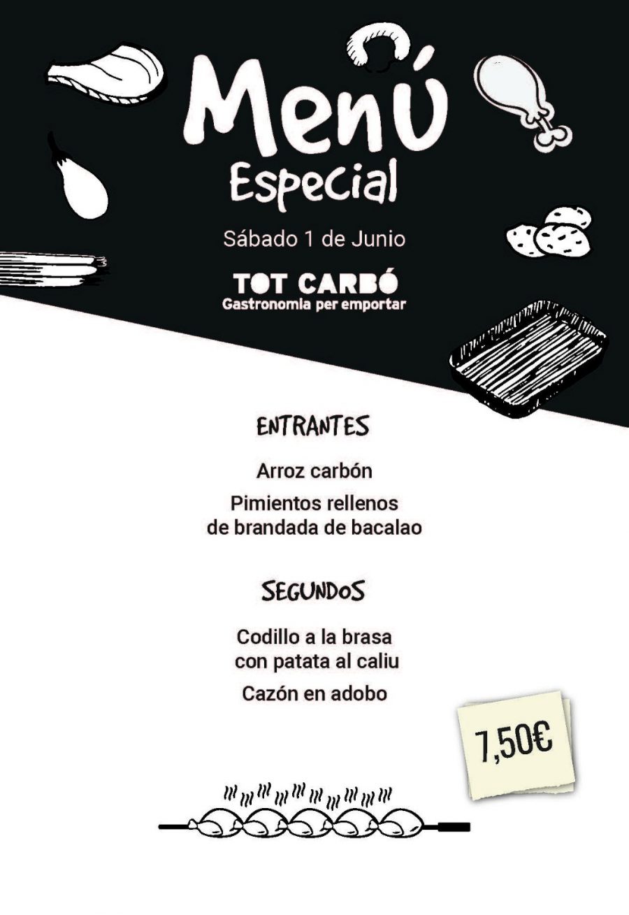 Menú para llevar Sábado 1 de Junio