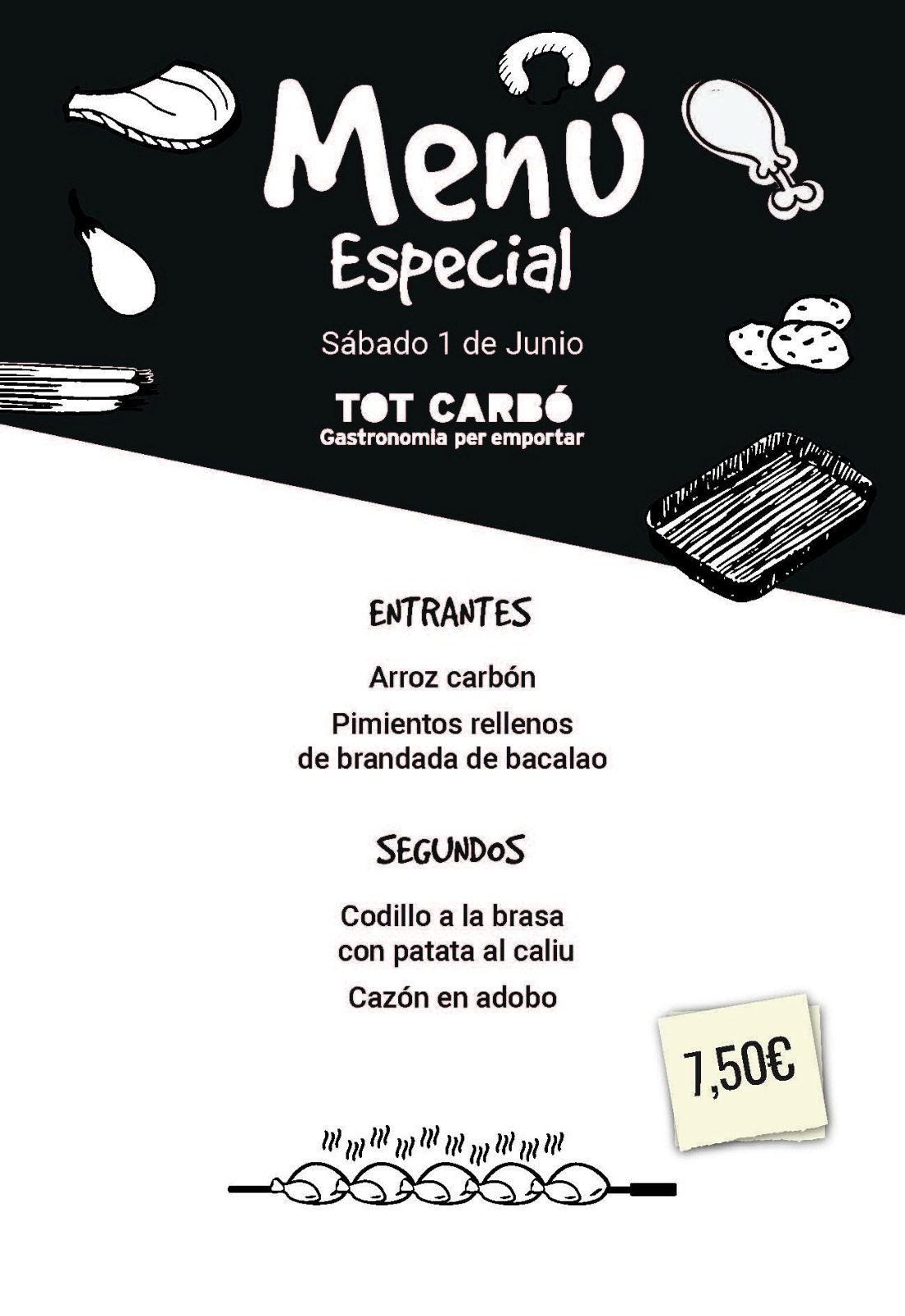 Menú para llevar Sábado 1 de Junio