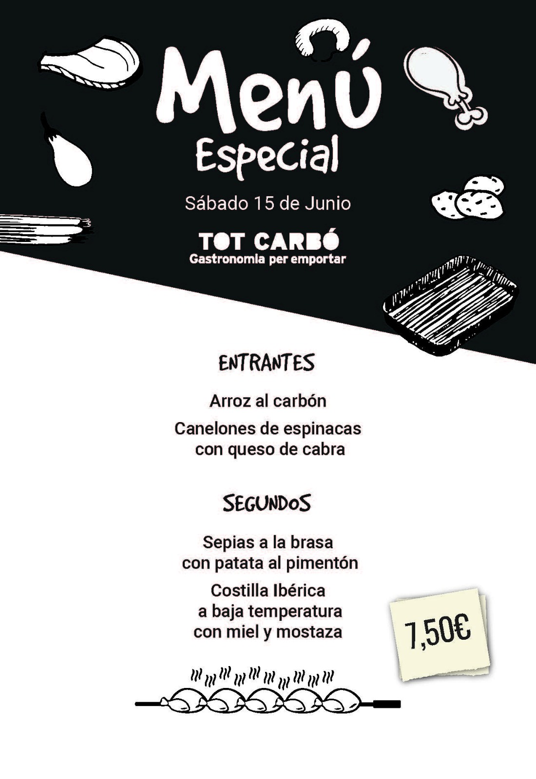 Menú para llevar Sábado 15 de Junio