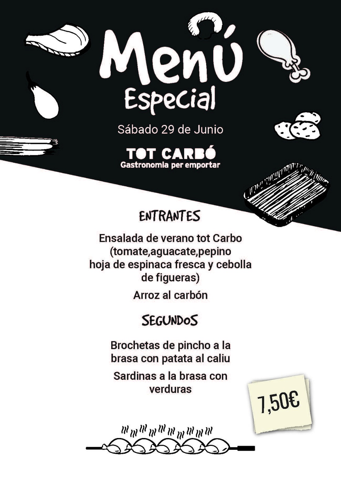 Menú para llevar Sábado 29 de Junio