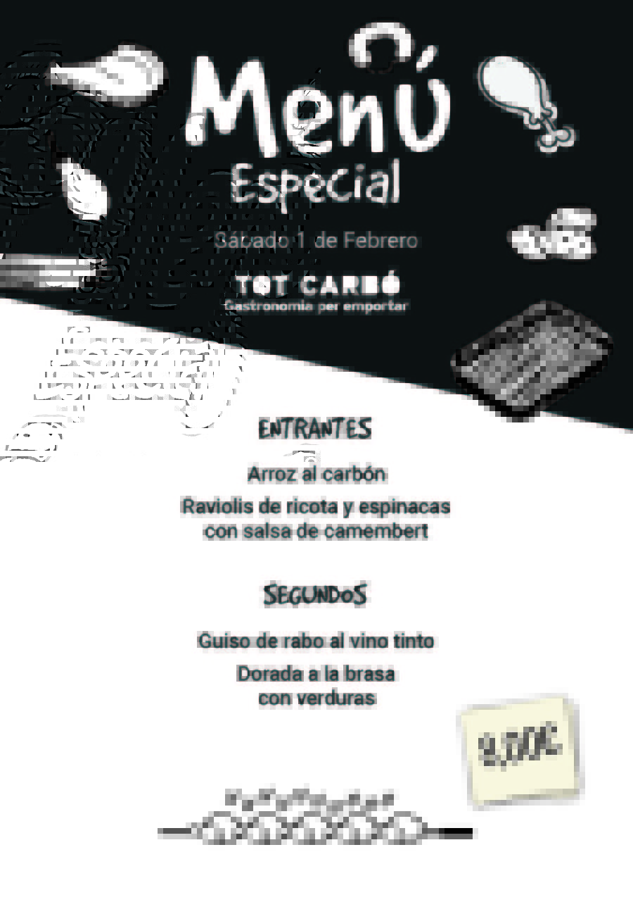 Menú para llevar Sábado 1 Febrero