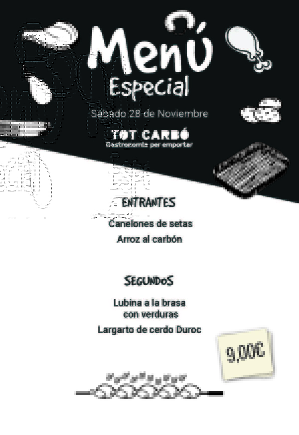 Menú para llevar Sábado 28 Noviembre
