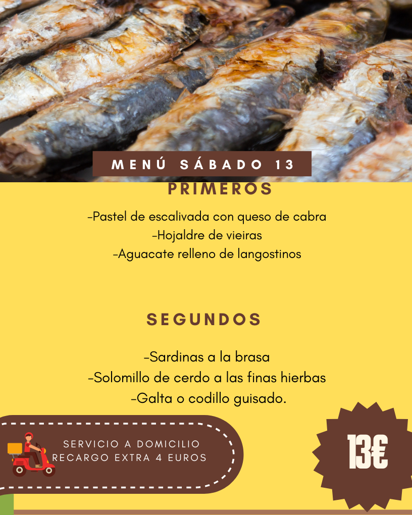 Menú Sábado 13 Junio 2026