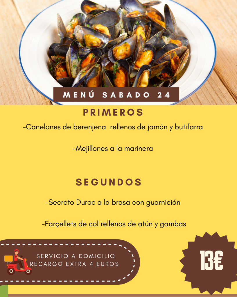 Menú Sábado 24 de Octubre 2026
