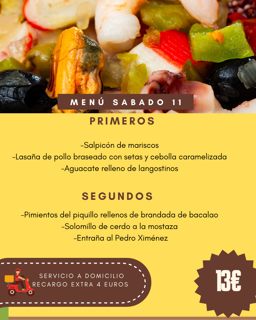 Menú Sábado 11 Julio 2026