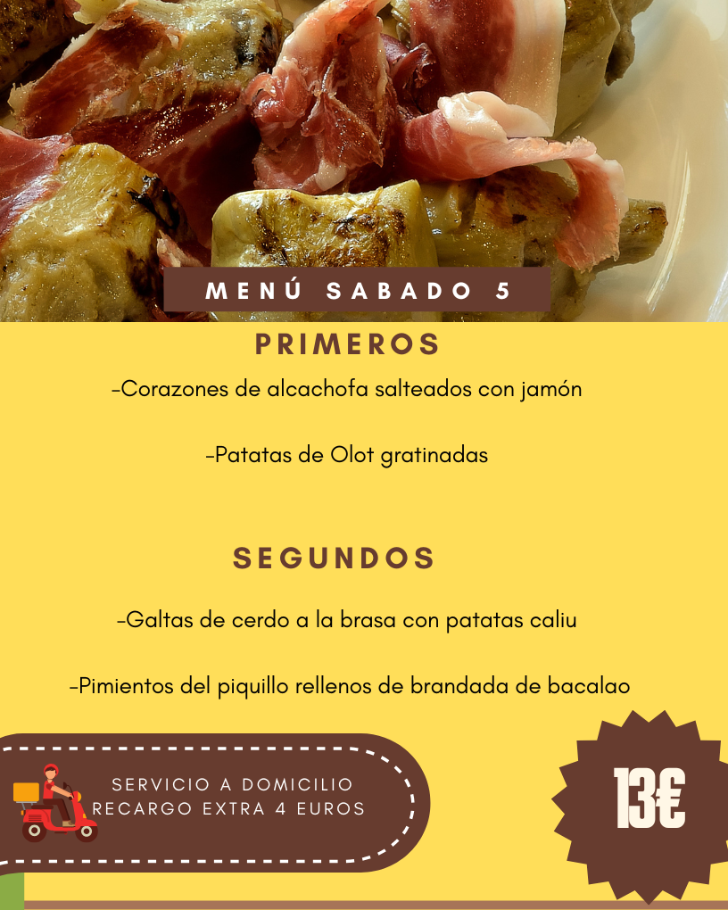 Menú Sábado 5 Septiembre 2026