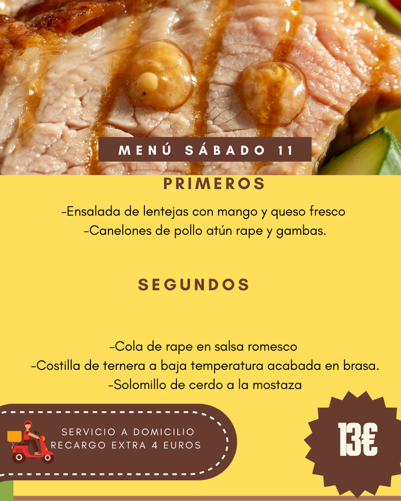 Menú Sábado 11 Abril 2026