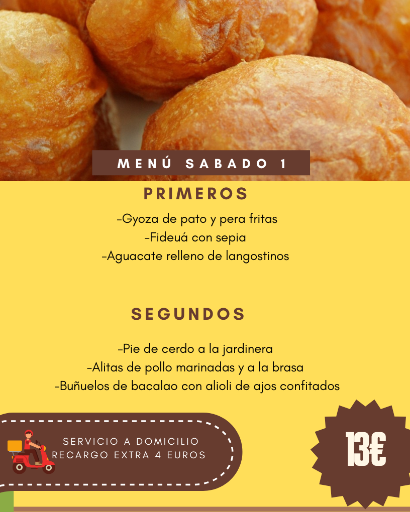 Menú Sábado 1 Agosto 2026