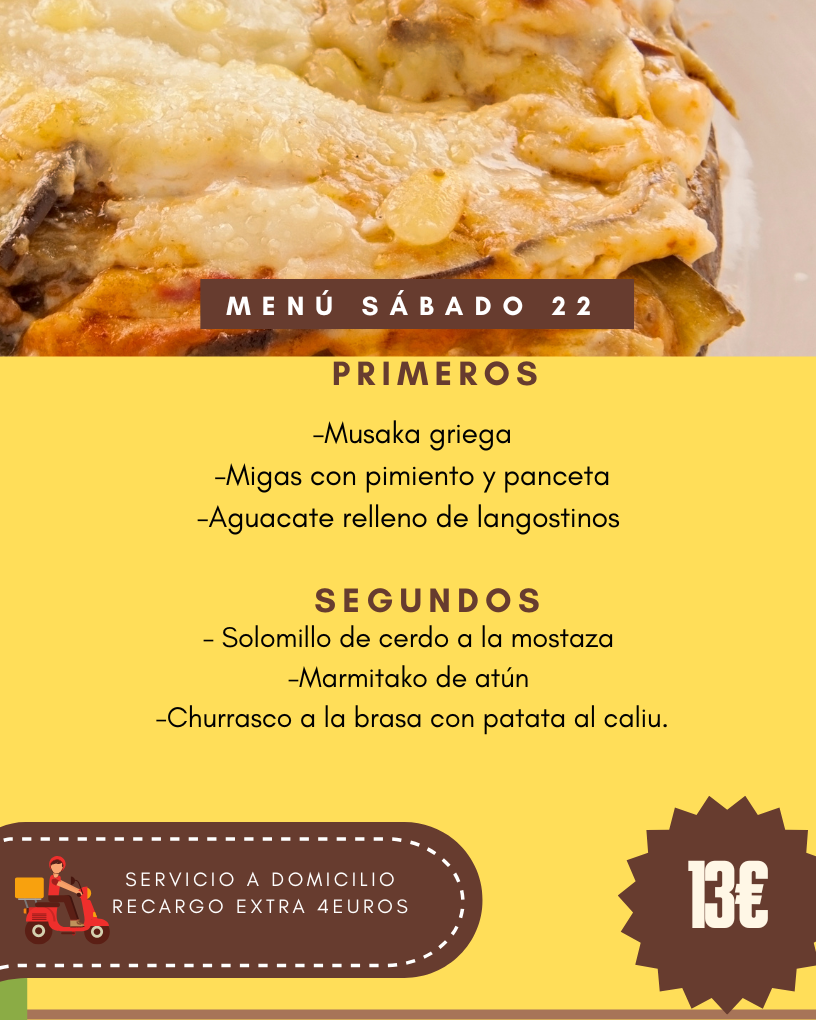 Menú Sábado 22 Noviembre
