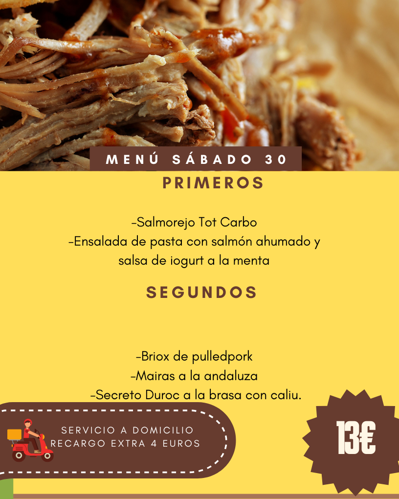 Menú Sábado 30 Mayo 2026