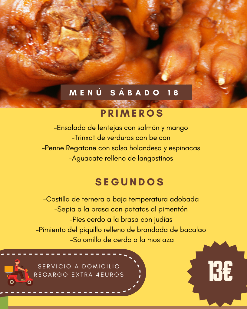 Menú Sábado 18 octubre